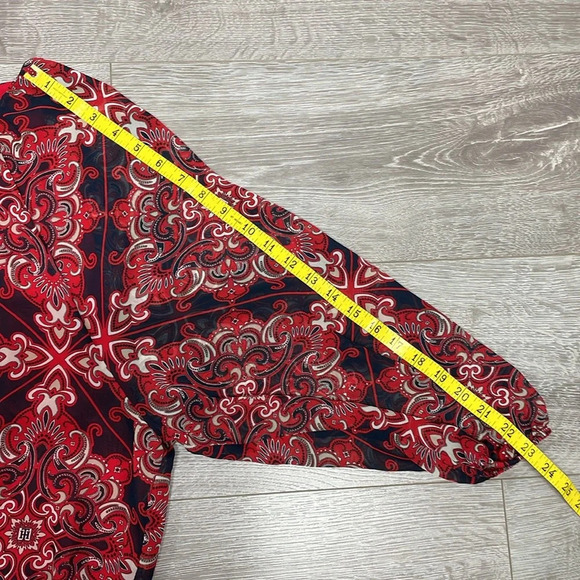 NWT Tommy Hilfiger Long Sleeve Blouse Sky Captain Multi Red Navy XS - Picture 12 of 16